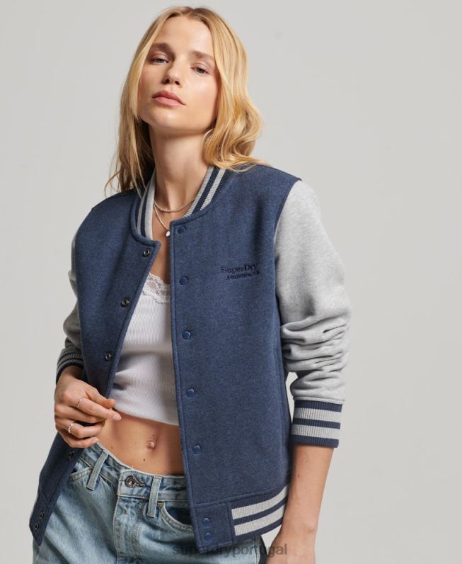 jaqueta bomber de jérsei com logotipo vintage mulheres marinha roupas Superdry 2208H3412