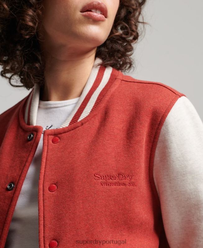 jaqueta bomber de jérsei com logotipo vintage mulheres vermelho roupas Superdry 2208H3317