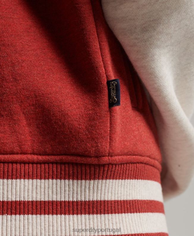 jaqueta bomber de jérsei com logotipo vintage mulheres vermelho roupas Superdry 2208H3317