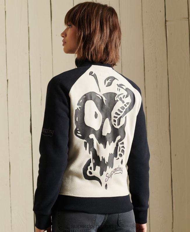 jaqueta bomber de jérsei de linhas cruzadas mulheres cinza claro roupas Superdry 2208H5825