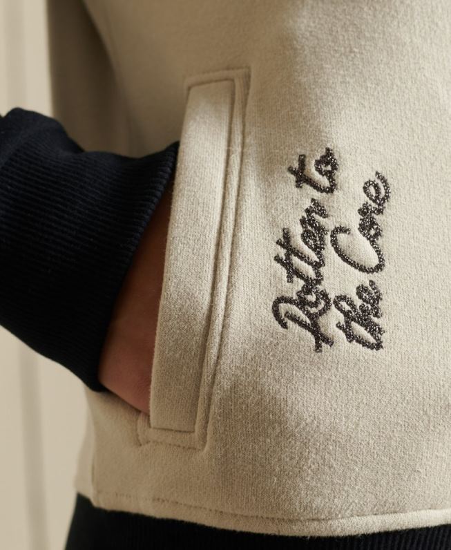 jaqueta bomber de jérsei de linhas cruzadas mulheres cinza claro roupas Superdry 2208H5825