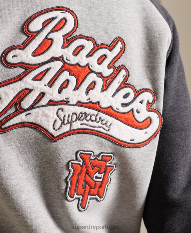 jaqueta bomber de jérsei de linhas cruzadas mulheres cinza roupas Superdry 2208H5839