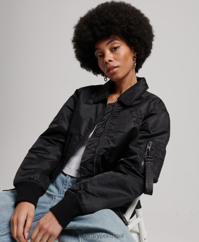 jaqueta bomber energy ma2 mulheres preto roupas Superdry 2208H5420