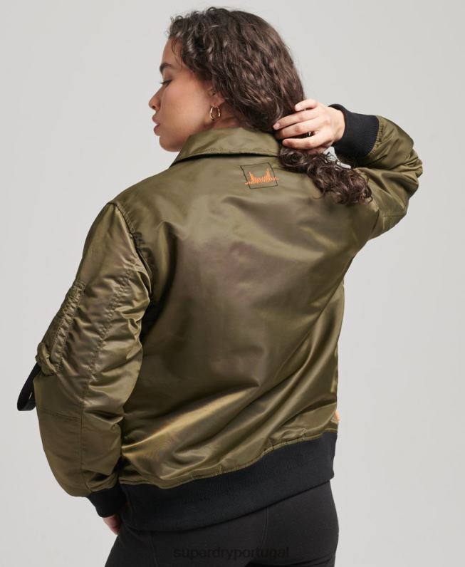 jaqueta bomber energy ma2 mulheres verde roupas Superdry 2208H5508