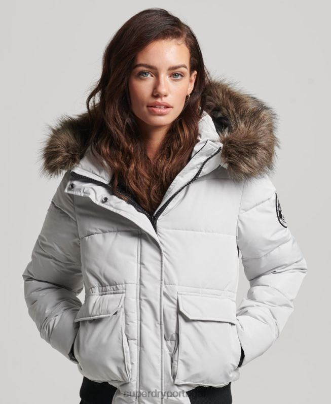 jaqueta bomber everest ella mulheres cinza claro roupas Superdry 2208H5468