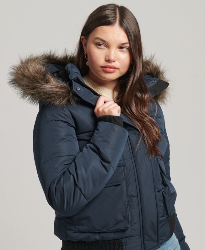 jaqueta bomber everest ella mulheres marinha roupas Superdry 2208H5628