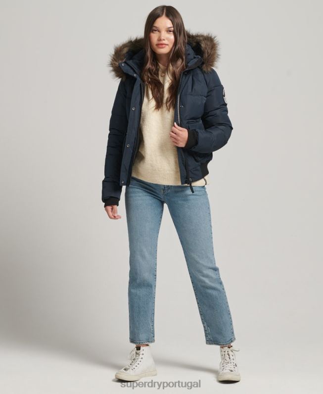 jaqueta bomber everest ella mulheres marinha roupas Superdry 2208H5628
