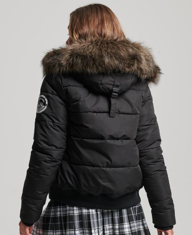 jaqueta bomber everest ella mulheres preto roupas Superdry 2208H5465