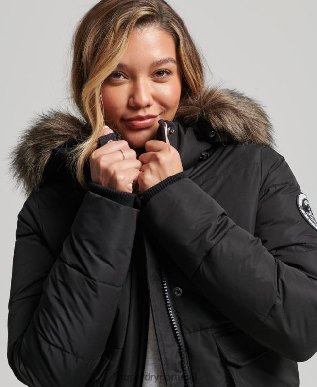 jaqueta bomber everest ella mulheres preto roupas Superdry 2208H5465