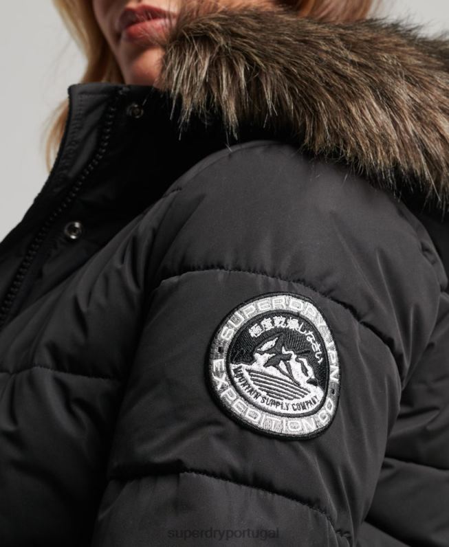 jaqueta bomber everest ella mulheres preto roupas Superdry 2208H5465