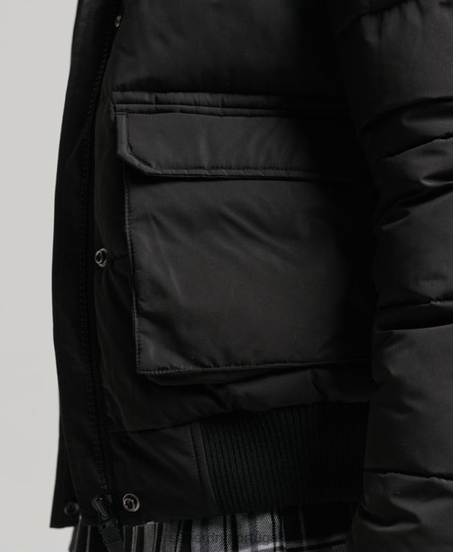 jaqueta bomber everest ella mulheres preto roupas Superdry 2208H5465