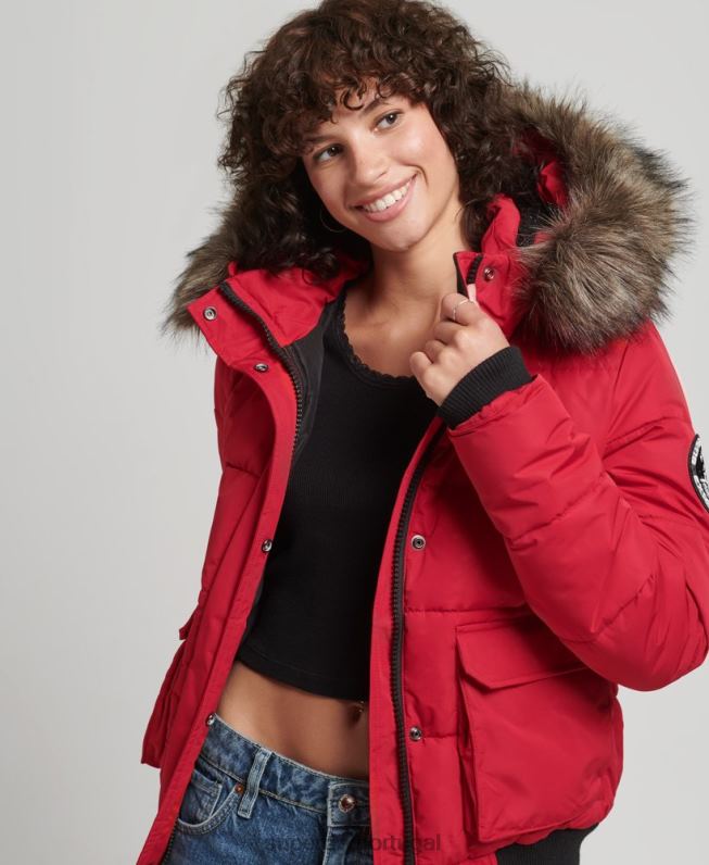 jaqueta bomber everest ella mulheres vermelho roupas Superdry 2208H5517