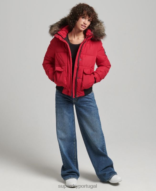 jaqueta bomber everest ella mulheres vermelho roupas Superdry 2208H5517