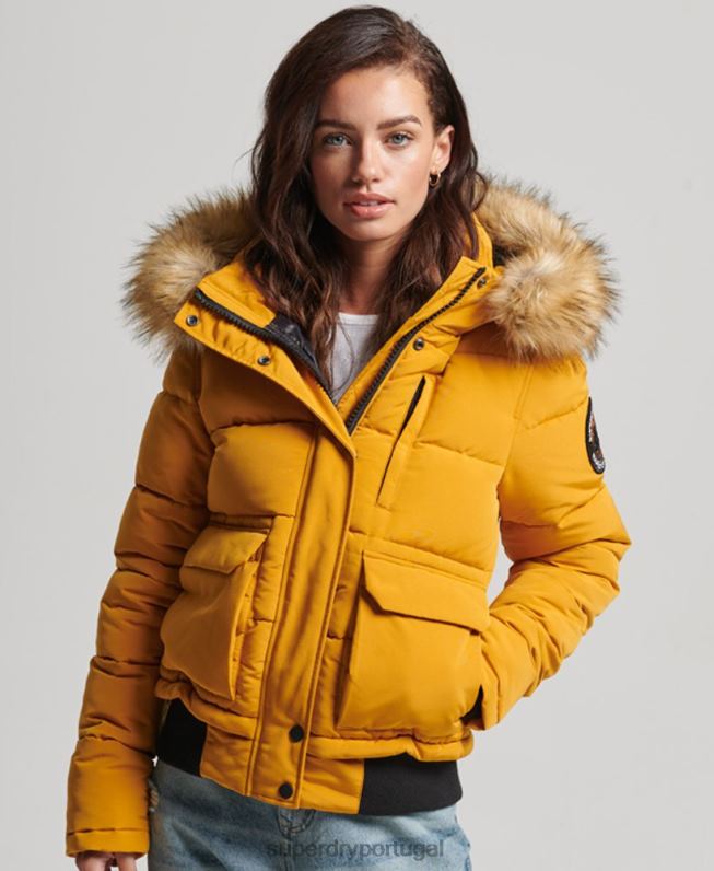 jaqueta bomber everest mulheres amarelo roupas Superdry 2208H3811