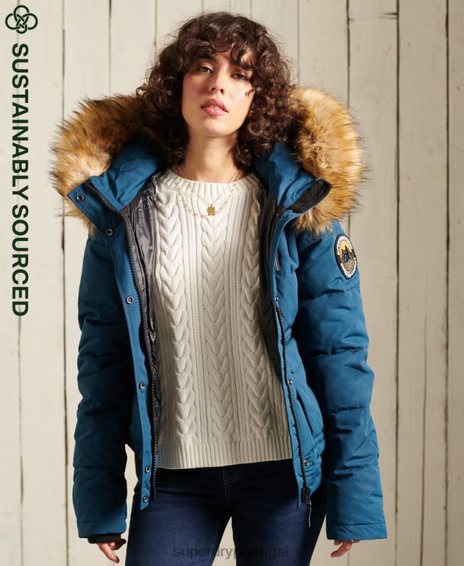 jaqueta bomber everest mulheres azul claro roupas Superdry 2208H5735