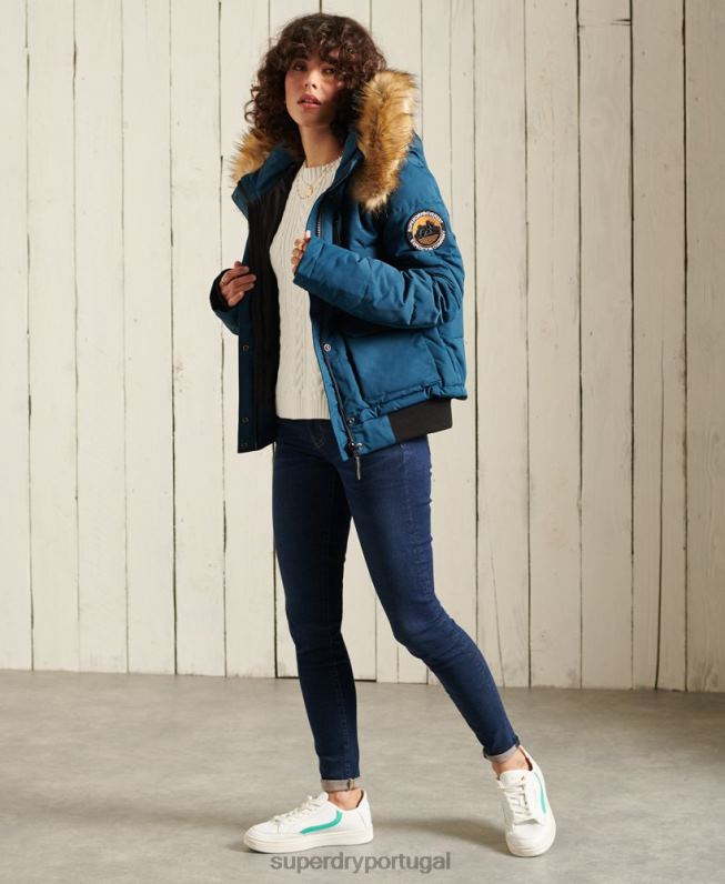 jaqueta bomber everest mulheres azul claro roupas Superdry 2208H5735