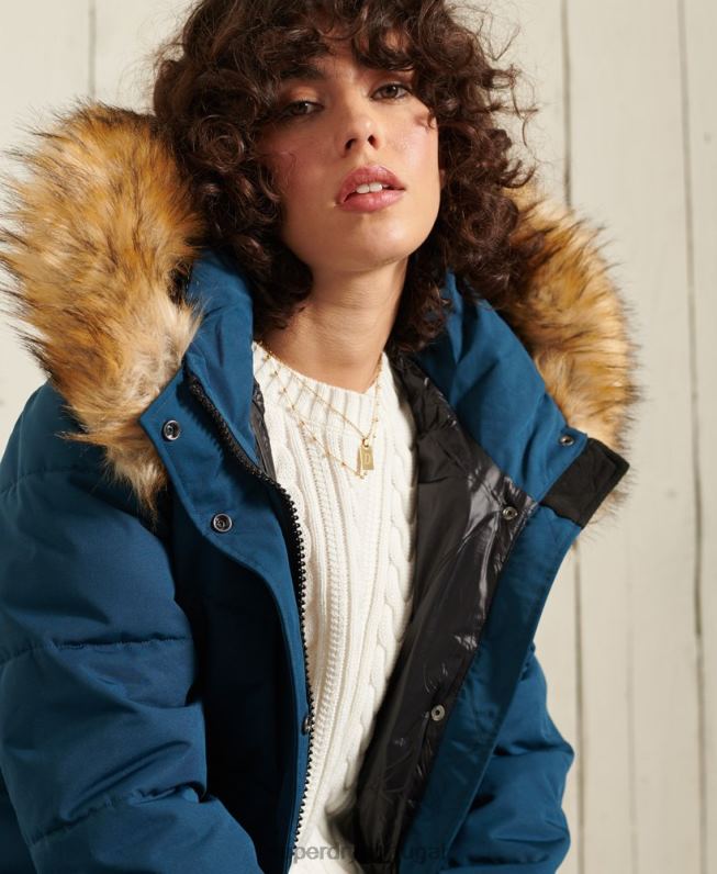 jaqueta bomber everest mulheres azul claro roupas Superdry 2208H5735