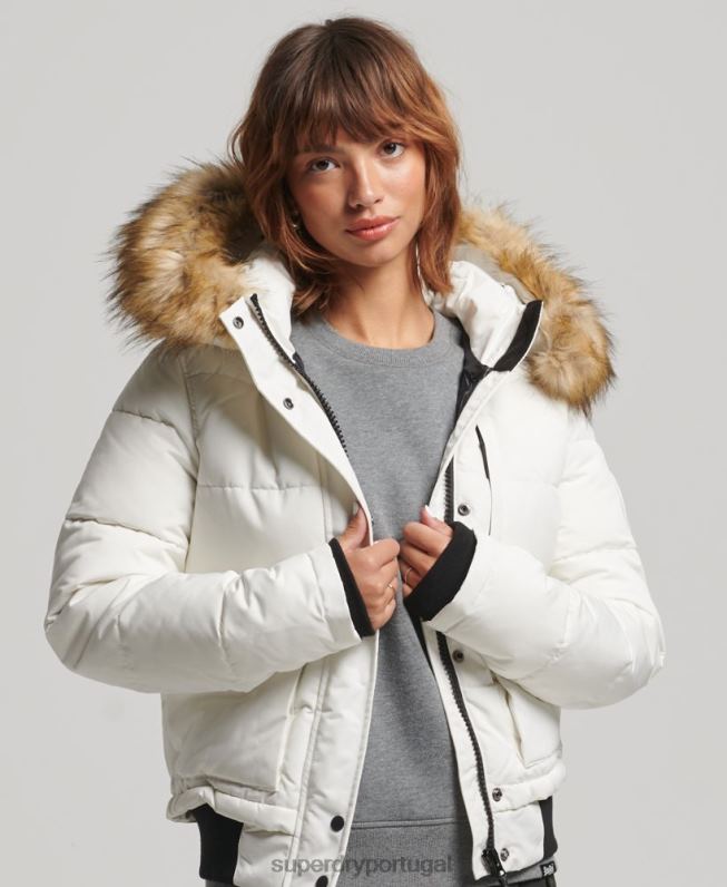 jaqueta bomber everest mulheres creme roupas Superdry 2208H3768