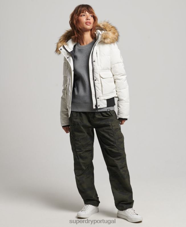 jaqueta bomber everest mulheres creme roupas Superdry 2208H3768