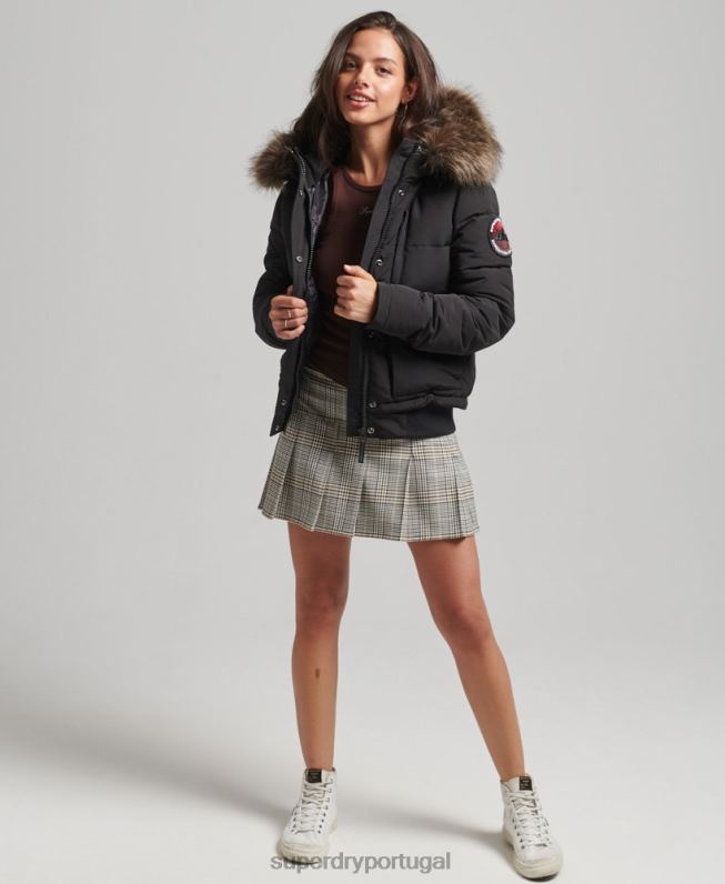 jaqueta bomber everest mulheres preto roupas Superdry 2208H3779