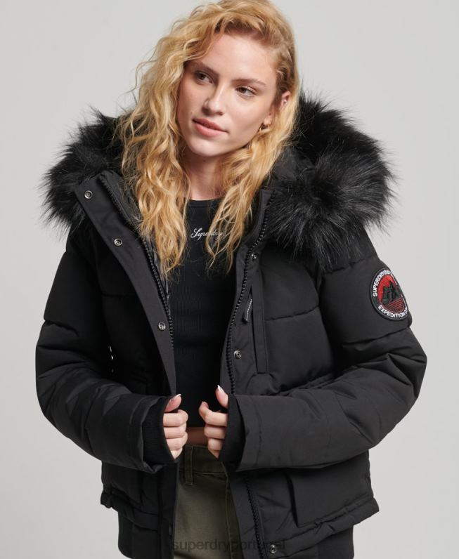 jaqueta bomber everest mulheres preto roupas Superdry 2208H5736