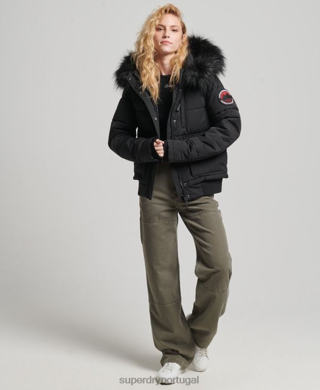 jaqueta bomber everest mulheres preto roupas Superdry 2208H5736
