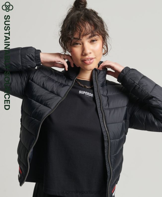 jaqueta bomber fuji mulheres preto roupas Superdry 2208H5675