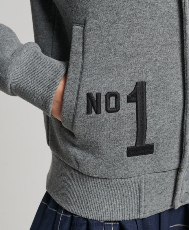 jaqueta bomber jersey colegial mulheres cinza roupas Superdry 2208H5881