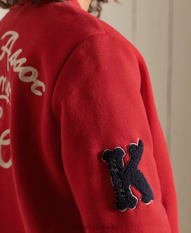 jaqueta bomber jersey colegial mulheres vermelho roupas Superdry 2208H6003