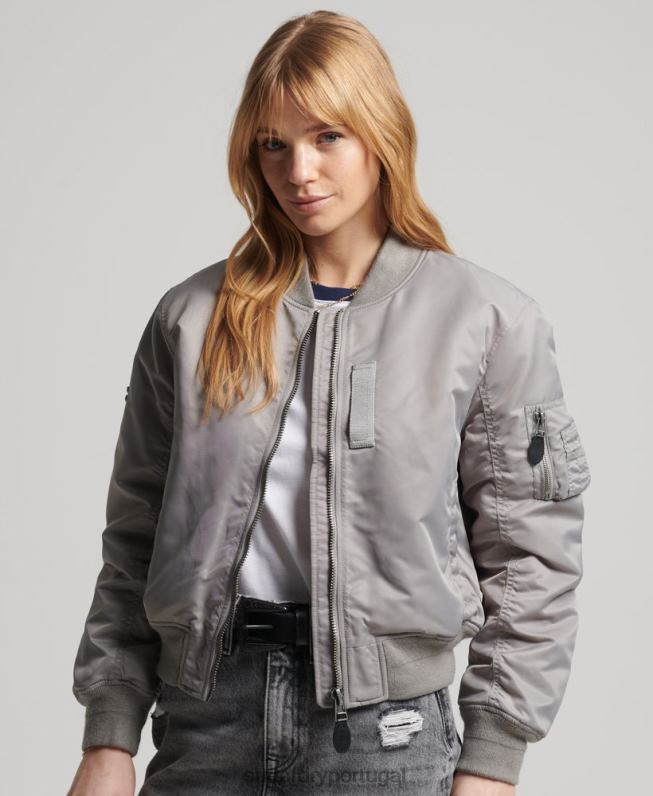 jaqueta bomber ma1 mulheres cinza roupas Superdry 2208H5699
