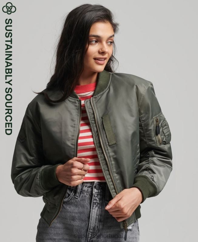 jaqueta bomber ma1 mulheres verde roupas Superdry 2208H5644