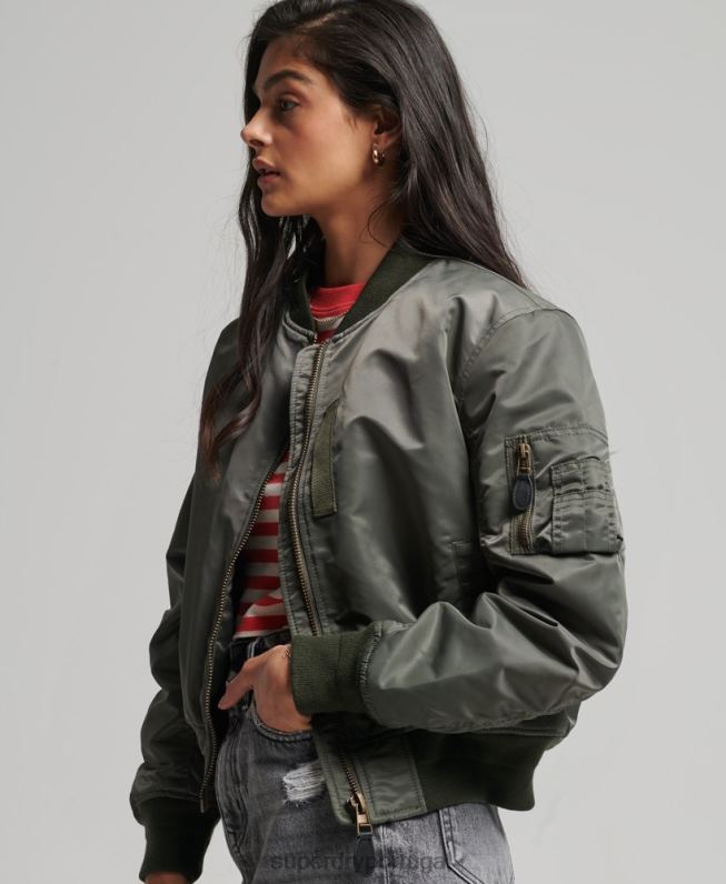 jaqueta bomber ma1 mulheres verde roupas Superdry 2208H5644