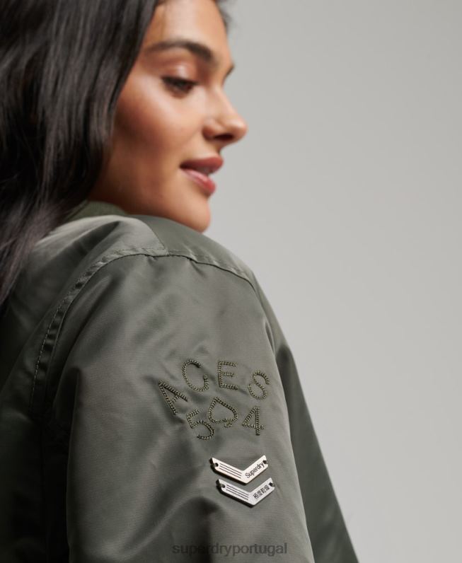 jaqueta bomber ma1 mulheres verde roupas Superdry 2208H5644