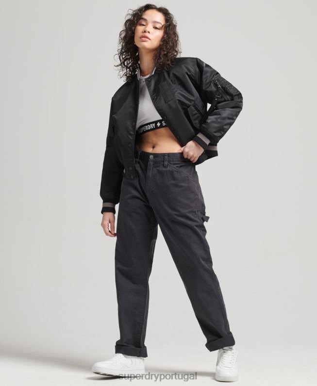 jaqueta bomber ma-1 oportunista mulheres preto roupas Superdry 2208H5661