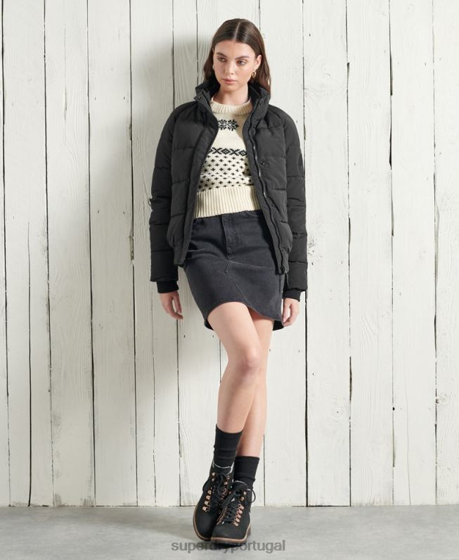 jaqueta bomber sem capuz everest mulheres preto roupas Superdry 2208H5718