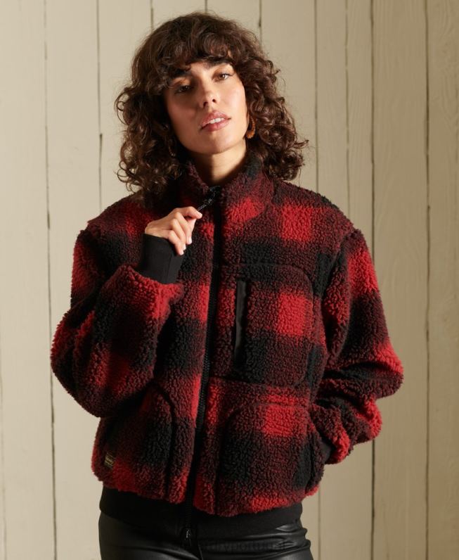 jaqueta bomber sherpa mulheres vermelho roupas Superdry 2208H5484