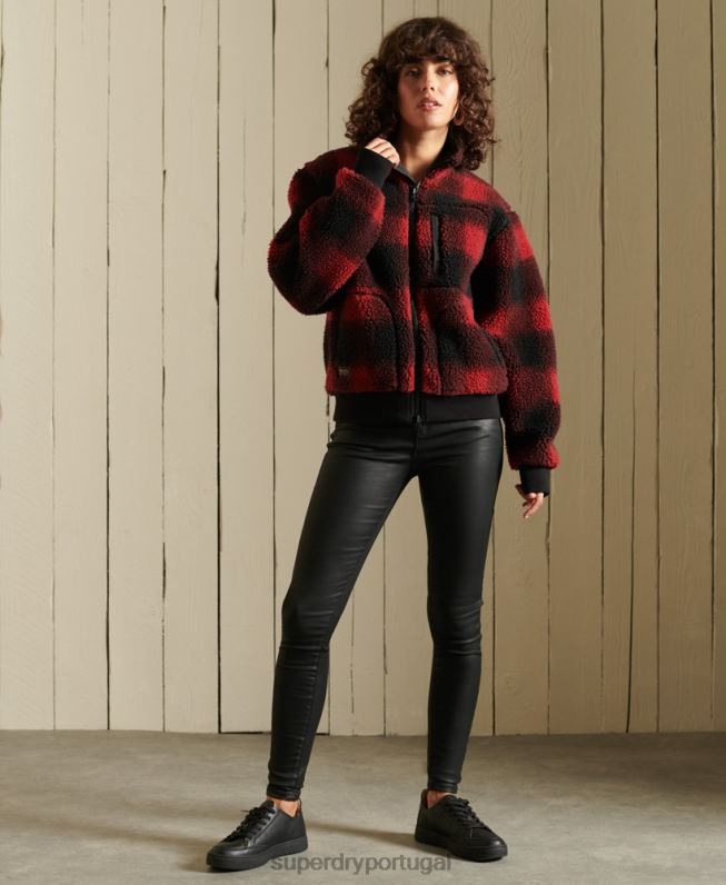 jaqueta bomber sherpa mulheres vermelho roupas Superdry 2208H5484