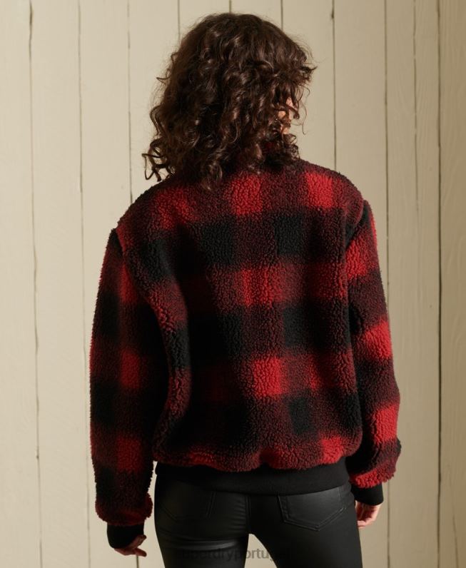 jaqueta bomber sherpa mulheres vermelho roupas Superdry 2208H5484