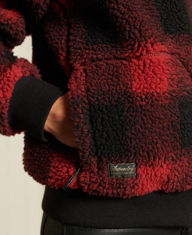 jaqueta bomber sherpa mulheres vermelho roupas Superdry 2208H5484