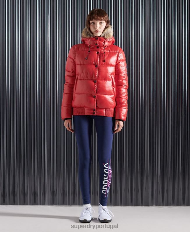 jaqueta bomber toya brilho mulheres vermelho roupas Superdry 2208H5739