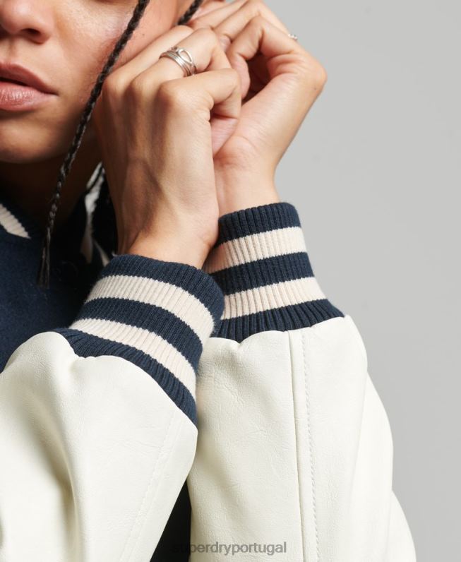 jaqueta bomber universitária mulheres marinha roupas Superdry 2208H3784