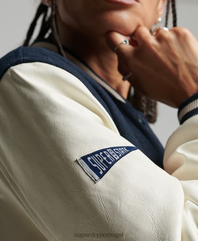 jaqueta bomber universitária mulheres marinha roupas Superdry 2208H3784