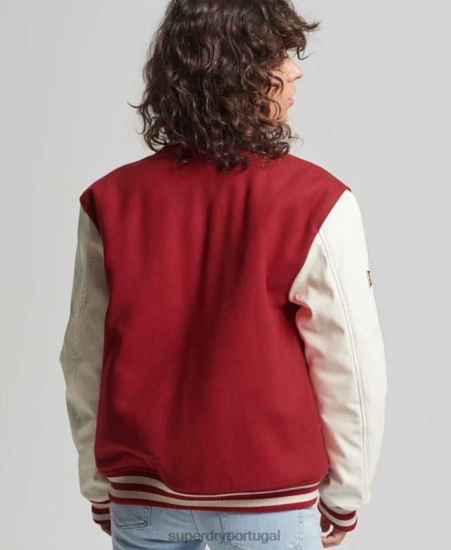 jaqueta bomber universitária mulheres vermelho roupas Superdry 2208H5427