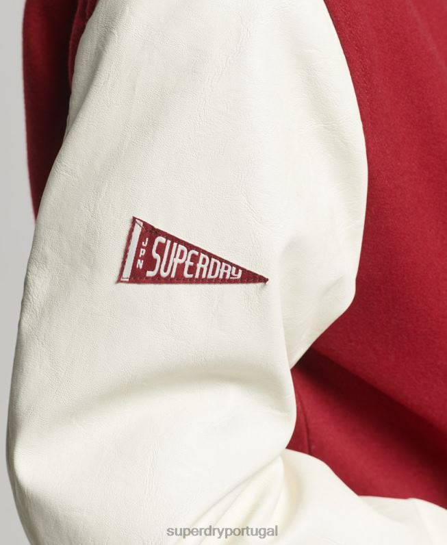 jaqueta bomber universitária mulheres vermelho roupas Superdry 2208H5427