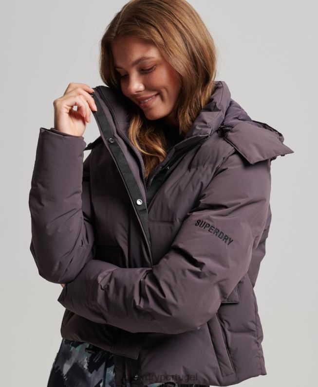 jaqueta boxy puffer trem mulheres roxo roupas Superdry 2208H5456