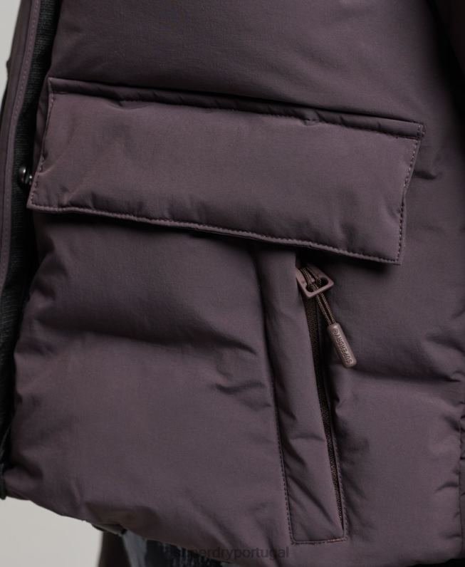 jaqueta boxy puffer trem mulheres roxo roupas Superdry 2208H5456