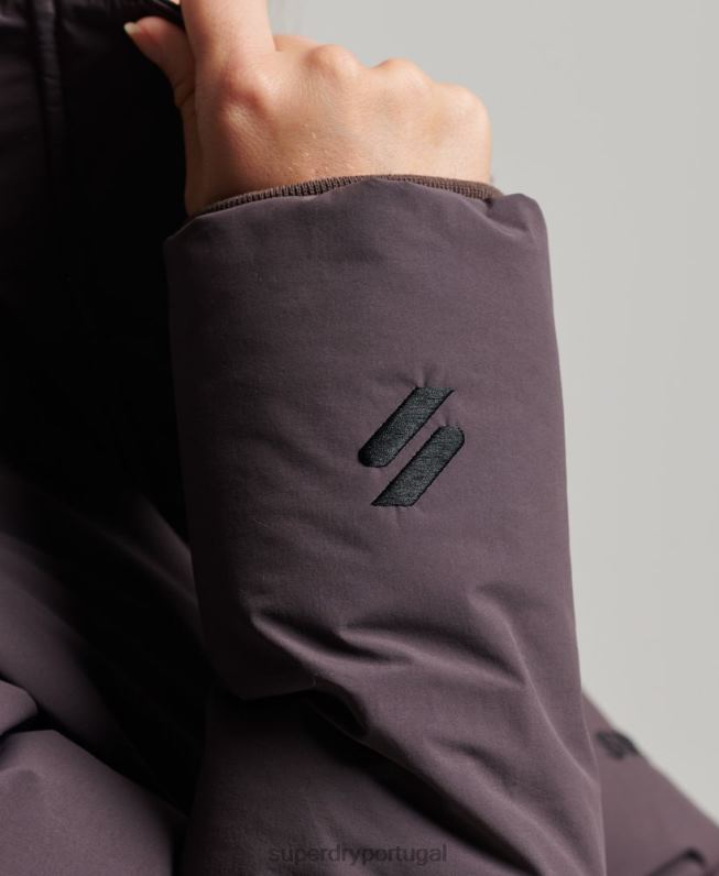 jaqueta boxy puffer trem mulheres roxo roupas Superdry 2208H5456
