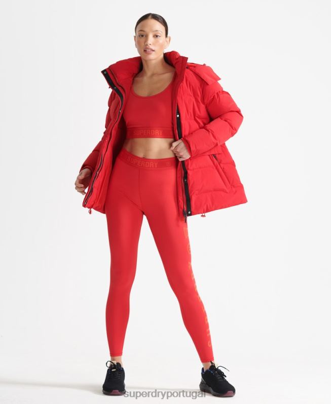jaqueta boxy puffer trem mulheres vermelho roupas Superdry 2208H5729