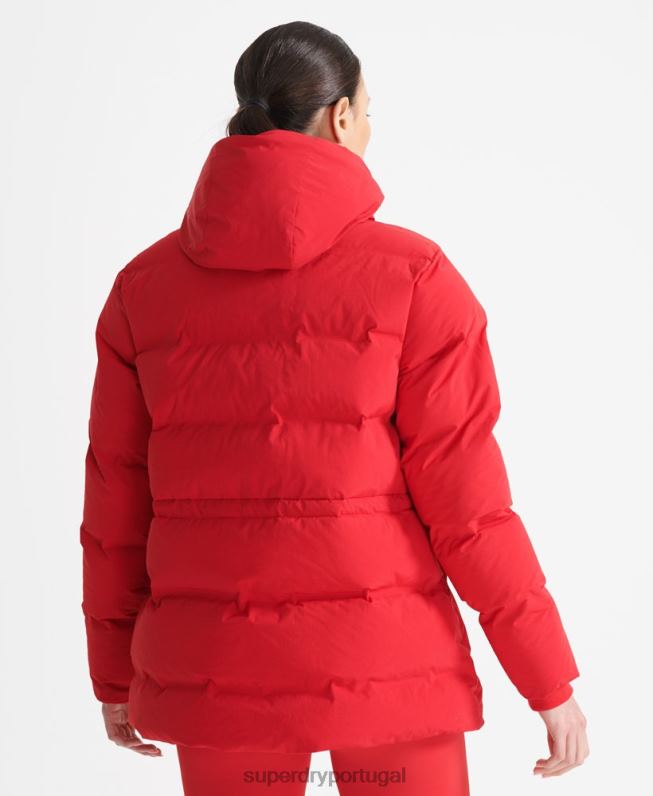 jaqueta boxy puffer trem mulheres vermelho roupas Superdry 2208H5729