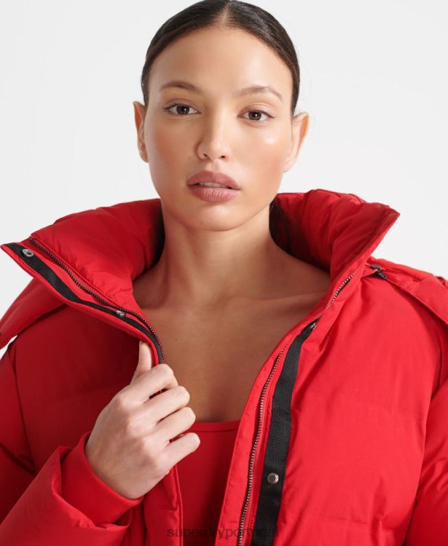 jaqueta boxy puffer trem mulheres vermelho roupas Superdry 2208H5729